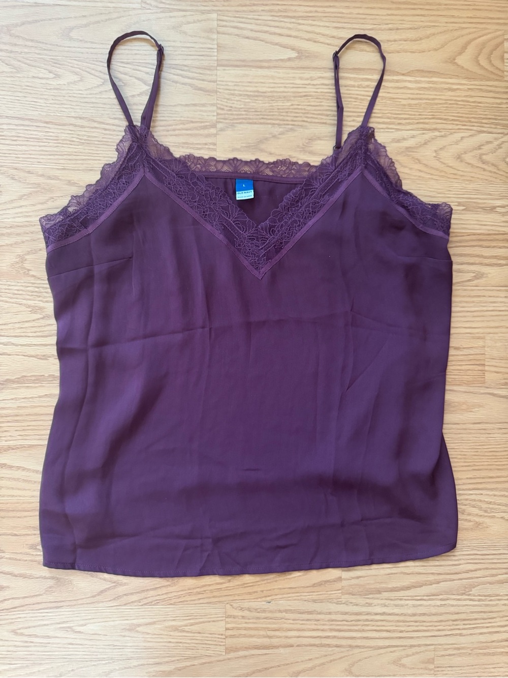OLD NAVY Women's Lace-Trim V-Neck Cami Tank Top - Plum Purple L